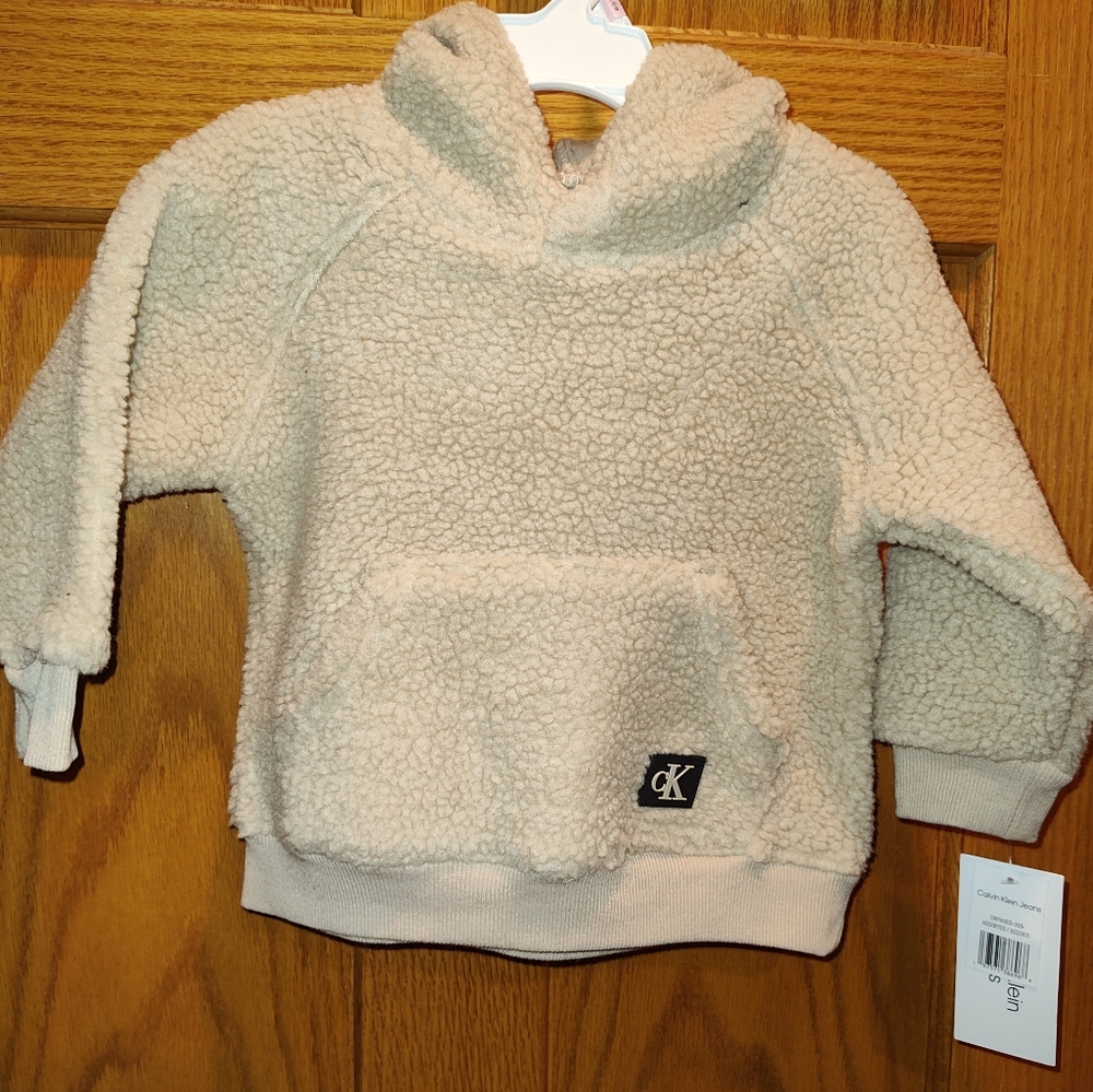 NWT Calvin Klein 3T Cozy Tan Berber Fleece Kids Hoodie